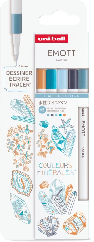 Uni Emott Fineliner Set 5 Pieces Pastel Kawaii - Image 1