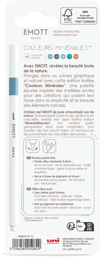 Uni Emott Fineliner Set 5 Pieces Pastel Kawaii - Image 2
