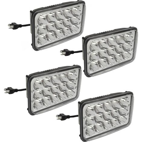 Phare LED de remplacement avec faisceau de câblage, 4 pièces, 4X6 pouces, pour Freightliner FLD120 112 FLD Peterbilt DC12V - Image 2