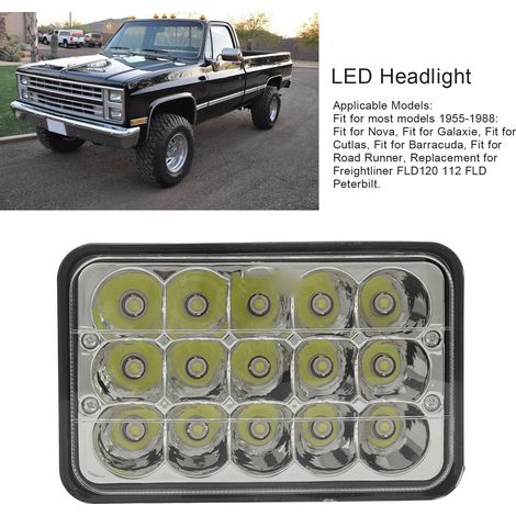 Phare LED de remplacement avec faisceau de câblage, 4 pièces, 4X6 pouces, pour Freightliner FLD120 112 FLD Peterbilt DC12V - Image 4