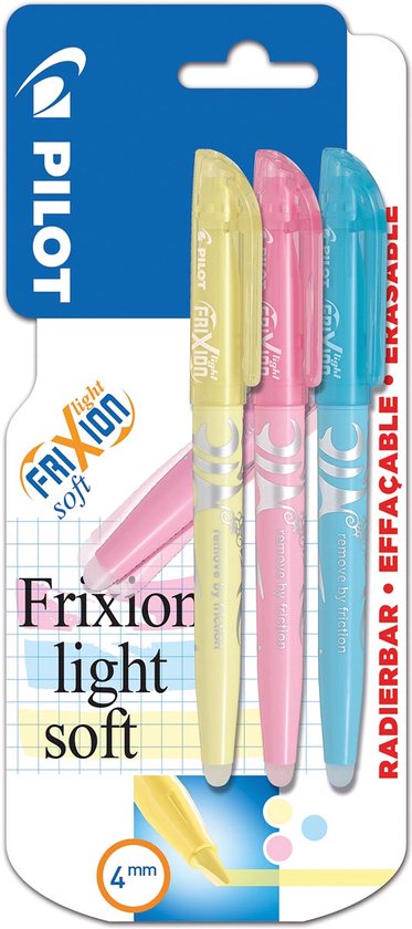Pilot Frixion markeerstift set van 3 soft pastel blauw, geel, pink - Image 1
