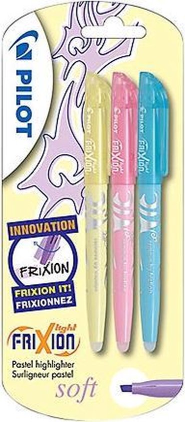 Pilot Frixion markeerstift set van 3 soft pastel blauw, geel, pink - Image 7