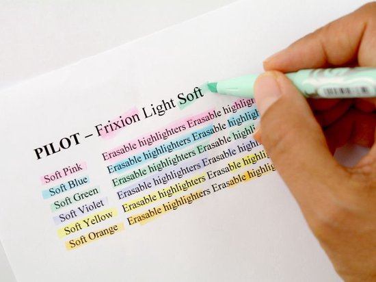Pilot Frixion markeerstift set van 3 soft pastel blauw, geel, pink - Image 8
