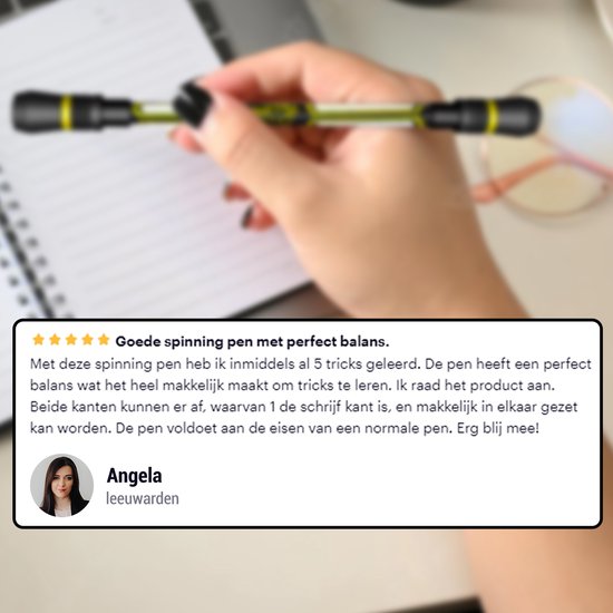 EZLife Spinning Pen Geel - Fidget Pen - Stress Relief Pen- Roterende Pen - 0.5mm Balpen Pen Spinner - Freestyle Pen - Weighted Spinner Pen - Image 3
