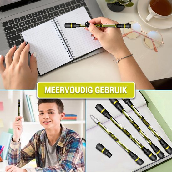 EZLife Spinning Pen Geel - Fidget Pen - Stress Relief Pen- Roterende Pen - 0.5mm Balpen Pen Spinner - Freestyle Pen - Weighted Spinner Pen - Image 5