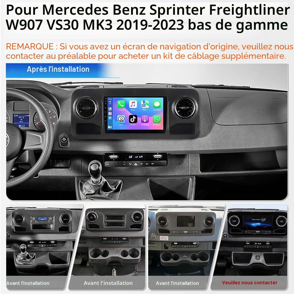 Car Radio for Mercedes Benz Sprinter Freightliner W907 VS30 2019-2023 | Android 15, 4+64GB, 10.1 inches, Android Auto Wireless Carplay, Touch Screen, GPS, Bluetooth 5.4, DSP WiFi 6.0 - Image 2