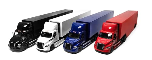 KiNSMART - Freightliner eCascadia Semi-camion et conteneur 33 cm, échelle 1:62, modèle en métal moulé sous pression, action de tirage, lot de 4 - Image 5