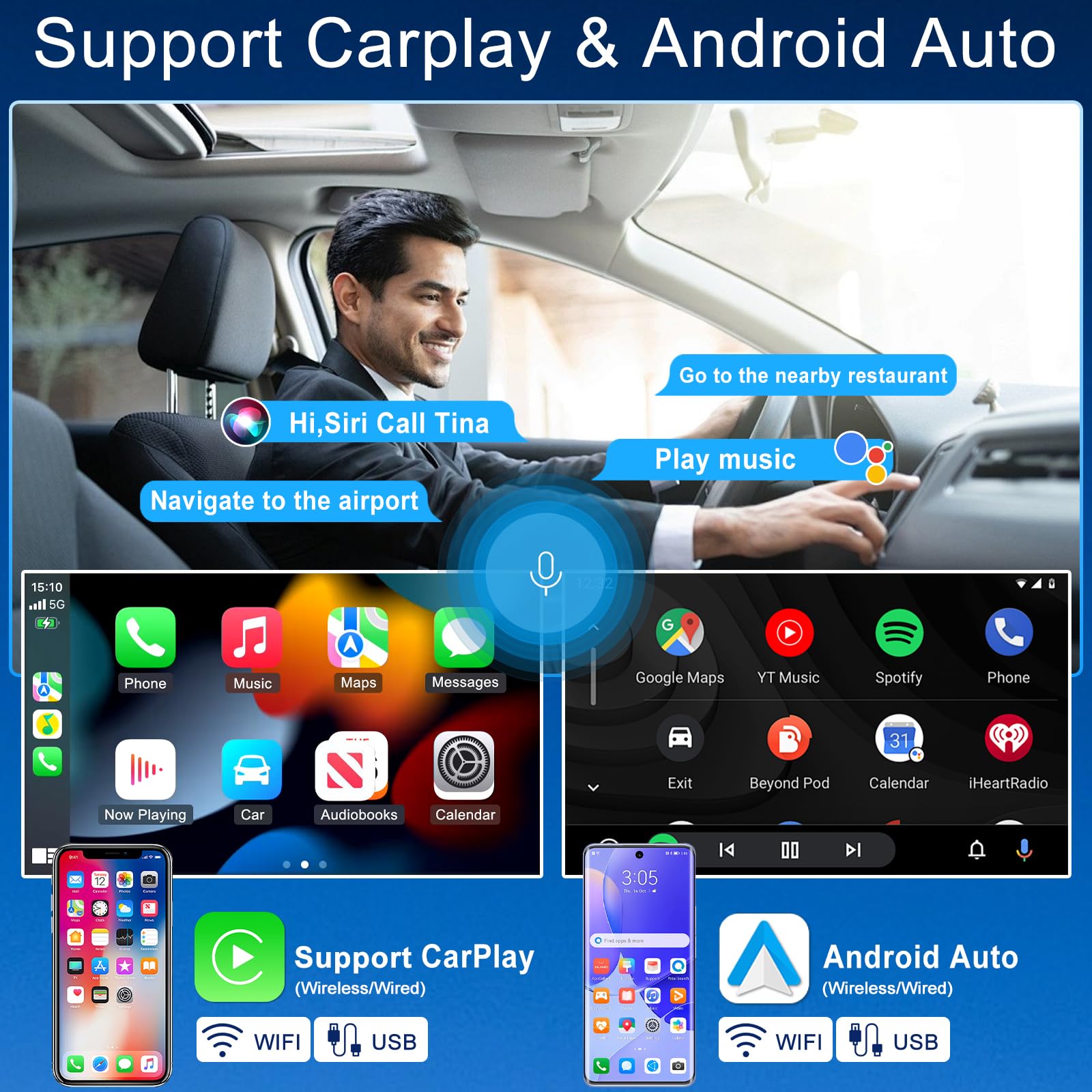 2+32G Android 13 Autoradio Multimédia avec sans Fil CarPlay Android Auto pour Freightliner Sprinter 2007-2018, 7 Pouces écran Tactile Radio Stéréo avec navi GPS Mirror Link SWC FM RDS écran partagé - Image 2