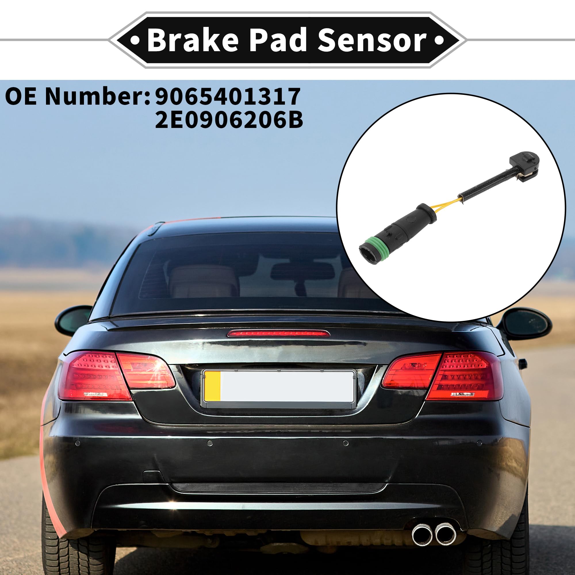 Black Tpu Rubber Rear Brake Pad Wear Sensor for Mercedes Benz Sprinter 2007-2020 | Noir, Caoutchouc TPU, Arrière, 1 Pièce, 9065401317, 2E0906206B, Pour Freightliner Sprinter - Image 2