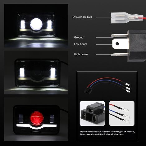 1 faro a LED da 10,2 x 15,2 cm, 5 fari rettangolari con abbaglianti e anabbaglianti, sostituzione DRL per Peterbilt Kenworth Freightliner Ford Probe Oldsmobile Cutlass. - Image 2