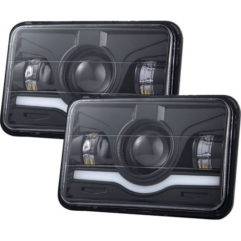 Set di 2 fari a LED, 10,2 x 15,2 cm, 5 fari rettangolari con abbaglianti e anabbaglianti, di ricambio per DRL (luci diurne a LED) per Peterbilt, Kenworth, Freightliner, Ford Probe, Oldsmobile e Cutlas - Image 1