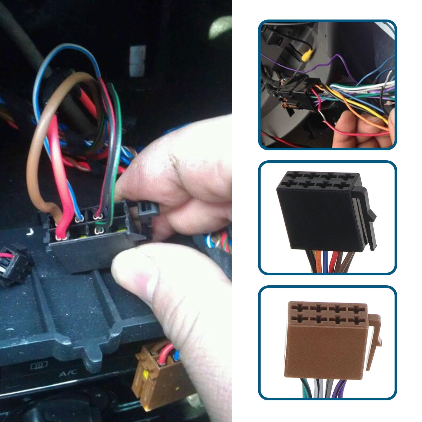 ECSiNG 1 Pack 16 Pin ISO Male Female Adapter Cable ISO Wiring Harness Audio Car Radio Connector Compatible with Freightliner Compatible with Volvo - Image 3