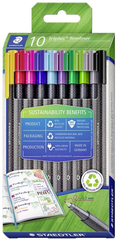 Staedtler Triplus fineliner eco, boîte de 10, assortiment de 10 pièces - Image 6