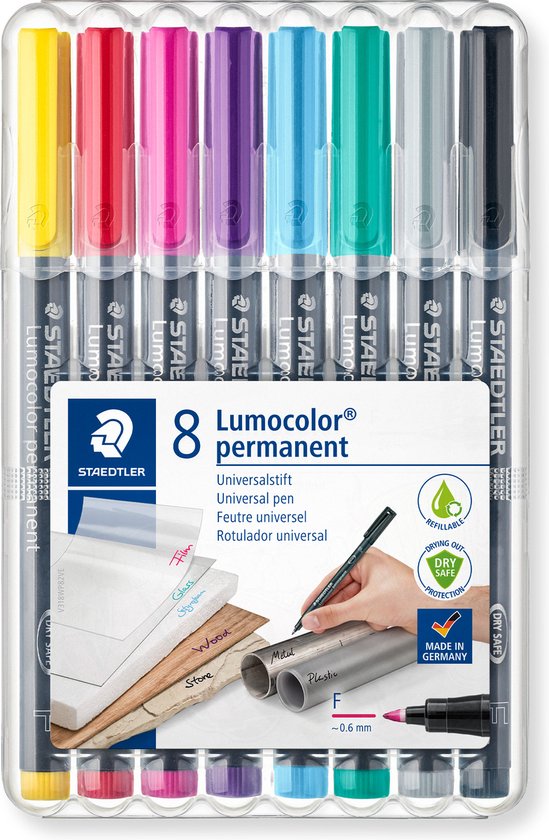 STAEDTLER Lumocolor stylo permanent F 318 - boîte de 8 couleurs - Image 1