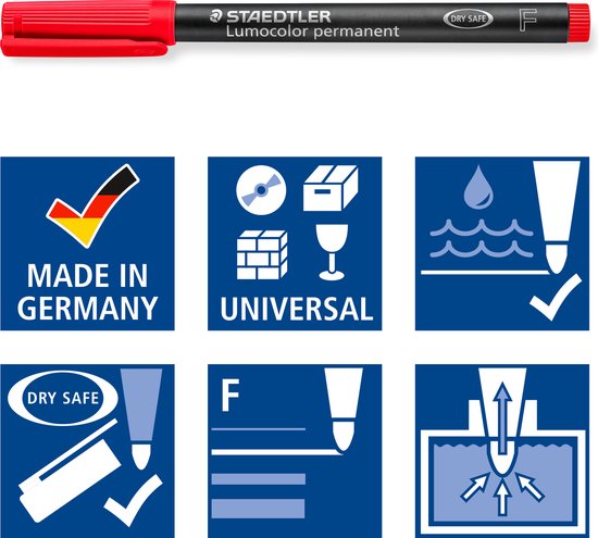 STAEDTLER Lumocolor stylo permanent F 318 - boîte de 8 couleurs - Image 3