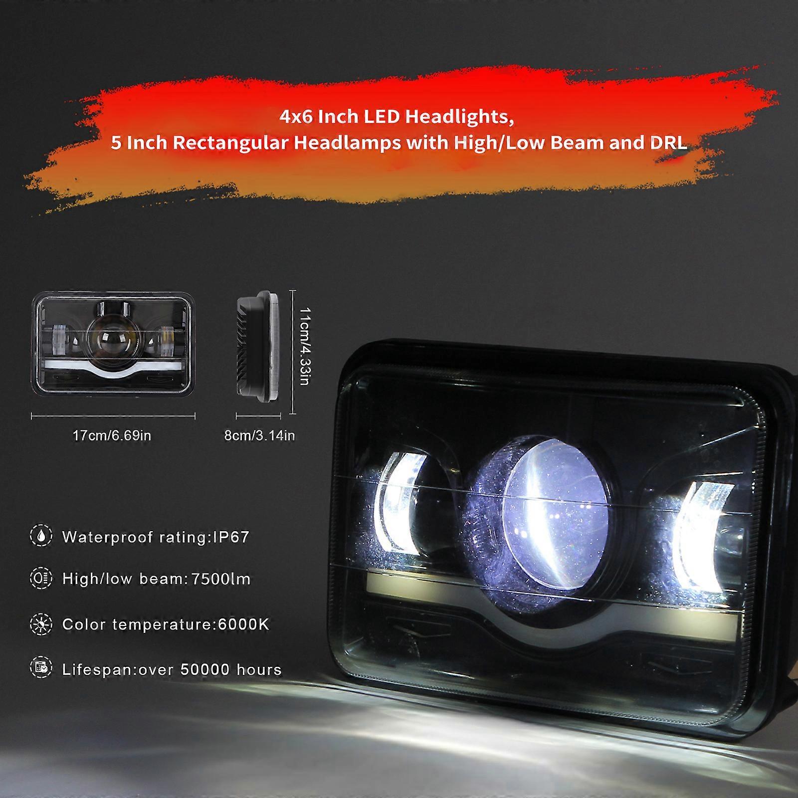 Replacement headlights for Freightliner 4x6 inch LED with DRL - Image 4